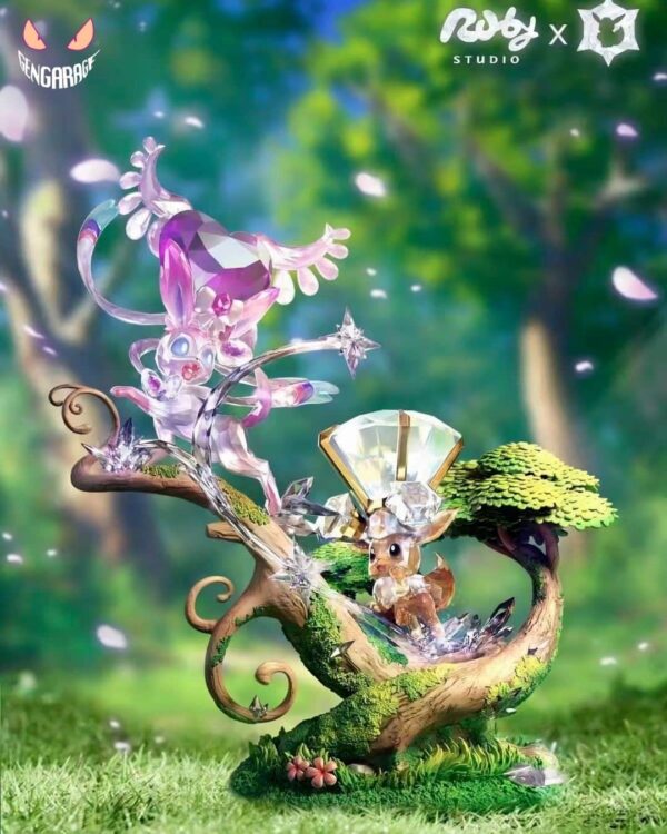 Terastallized Eevee Forest Series 001 Sylveon & Eevee - Pokemon Resin Statue - Ruby Studio